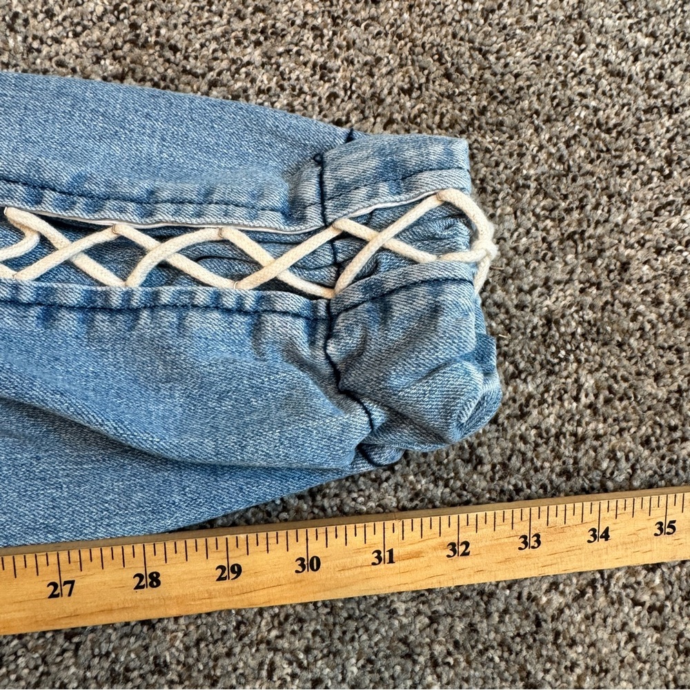 VTG 00s Y2K Women's Blue Lace-Up Jeans, Punk Grunge Boho Vibes, Size 8/10 - Picture 10 of 12